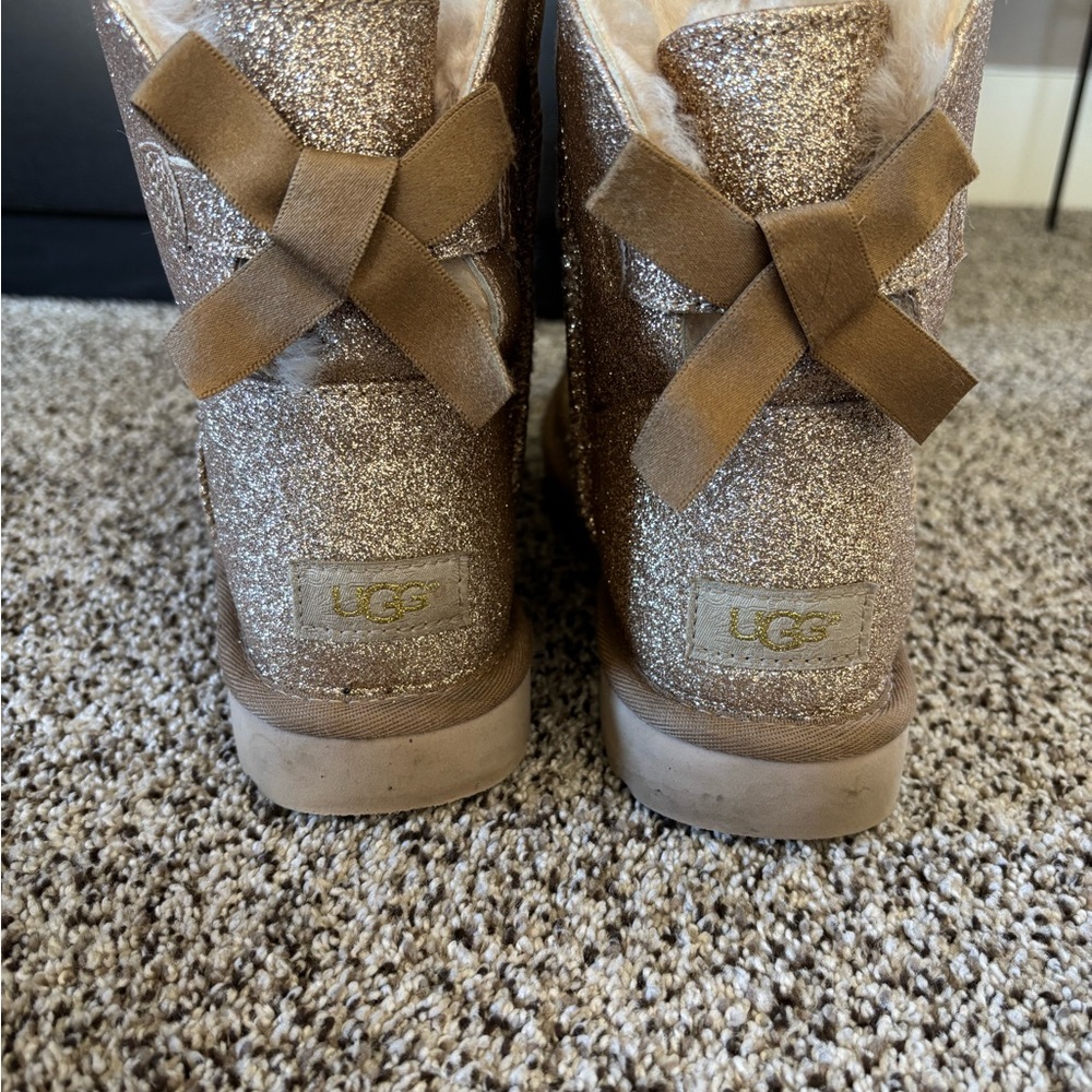 UGG Gold Glitter Boots with Bows